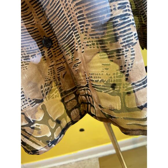 Brown Abstract Sheer Blouse | Prianica's Collection | Safari Vibes Retro Chic - Picture 6 of 8